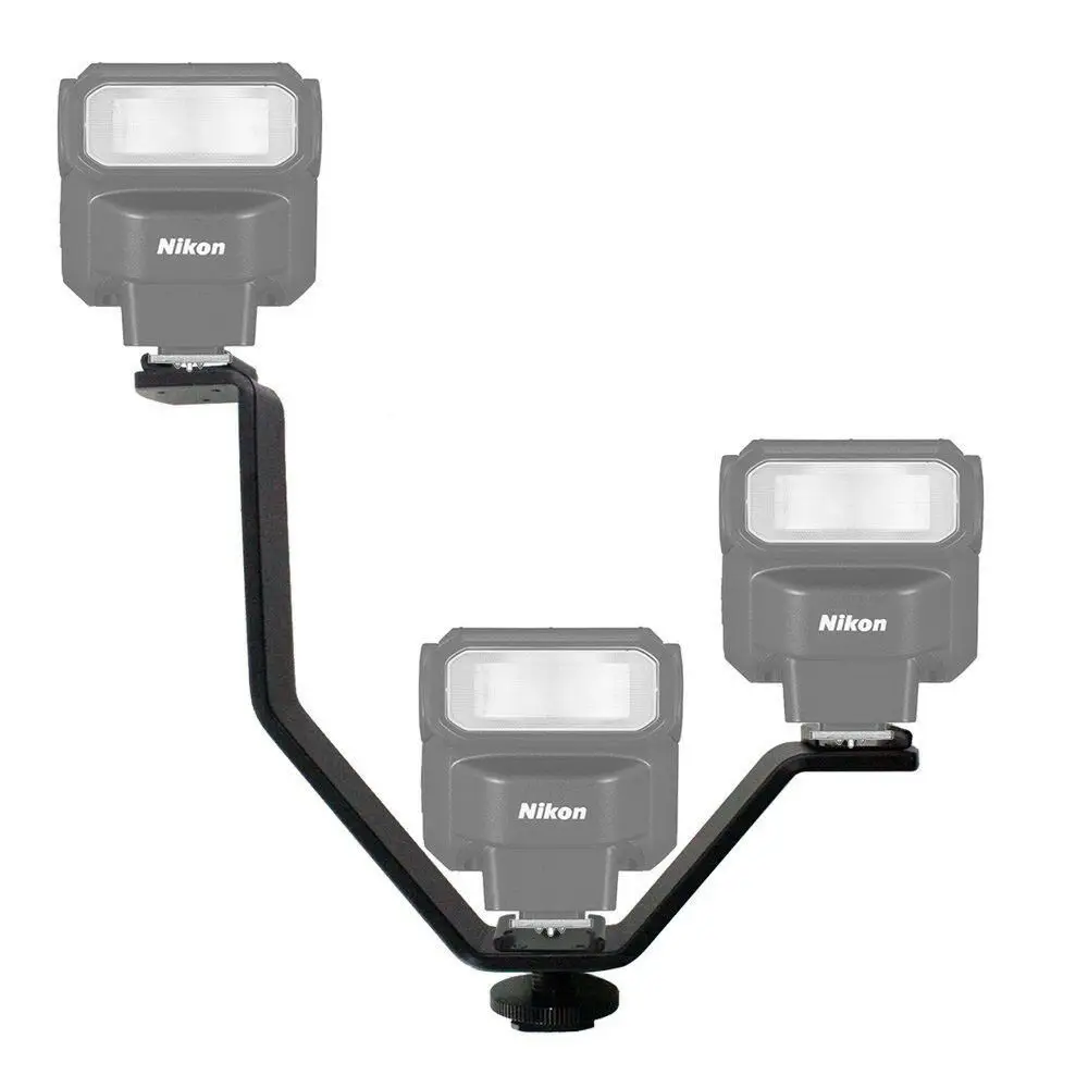 V 모양 트리플 마운트 핫 슈 플래시 브래킷, Spee - Photography Lighting Description 리뷰 및 가격